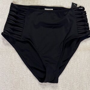 Black Strappy Side Swimsuit Bottom